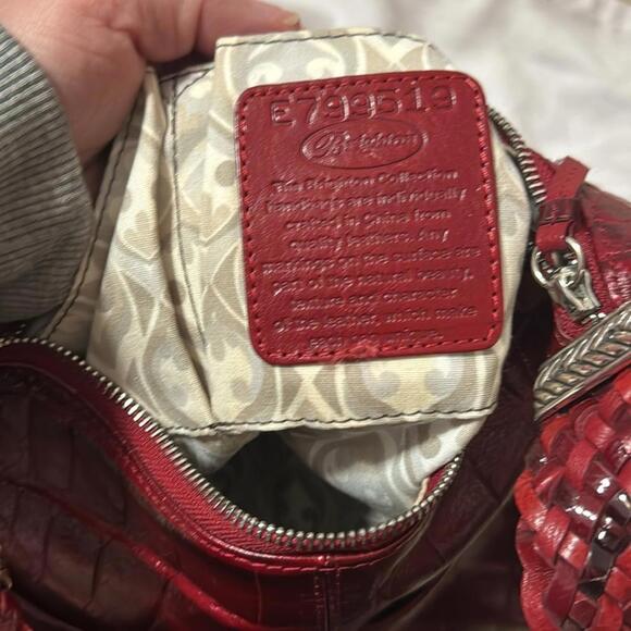 Brighton burgundy Elegant Red Croc-Embossed Shoulder Bag - Picture 7 of 9